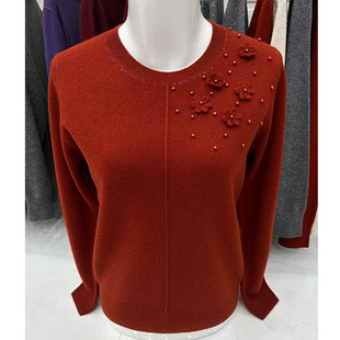妈妈装秋2025新款针织衫雪豹羊绒衫中老年时尚女装洋气小衫羊毛衫