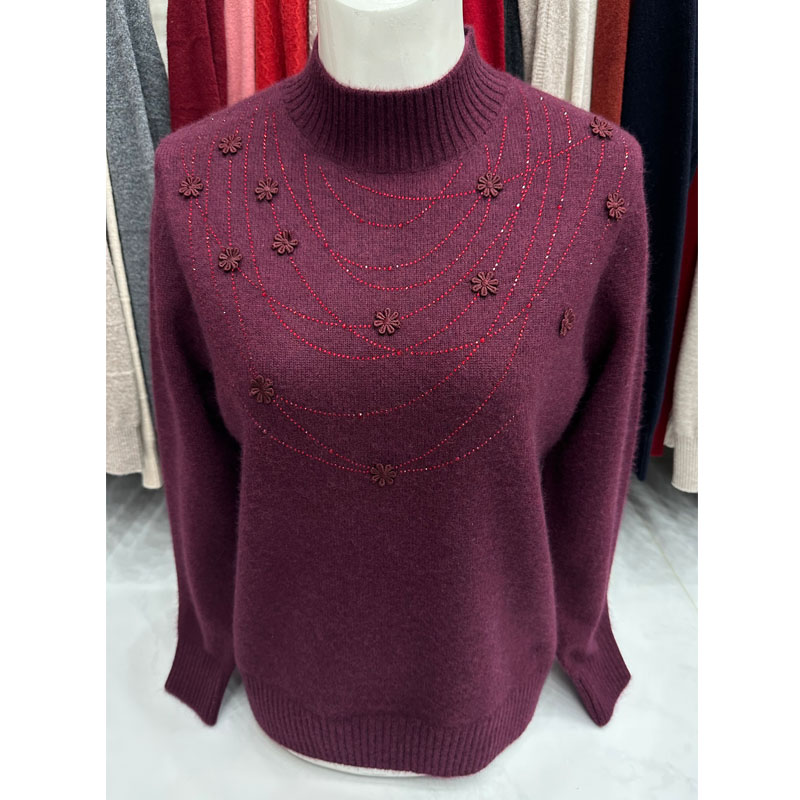 雪豹羊绒衫女妈妈毛衣冬季羊毛衫