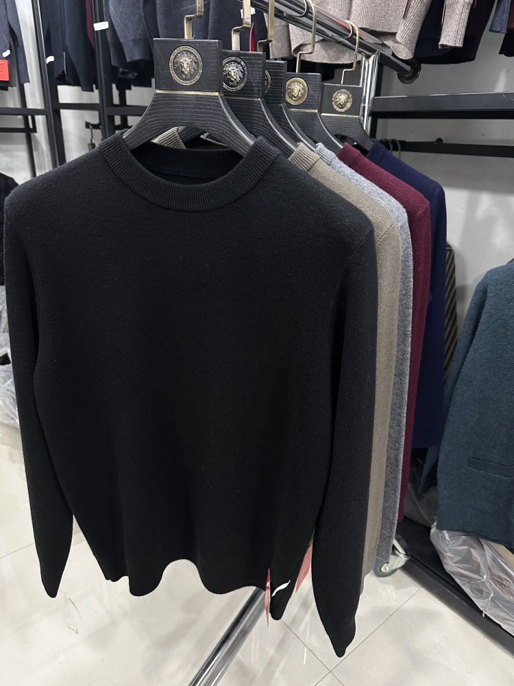 正品雪豹中青年男毛衣圆领纯羊毛衫冬季新款打底衫针织衫