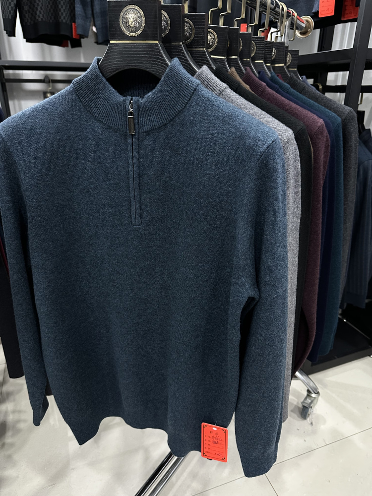 雪豹男羊毛衫拉链毛衣针织羊绒衫