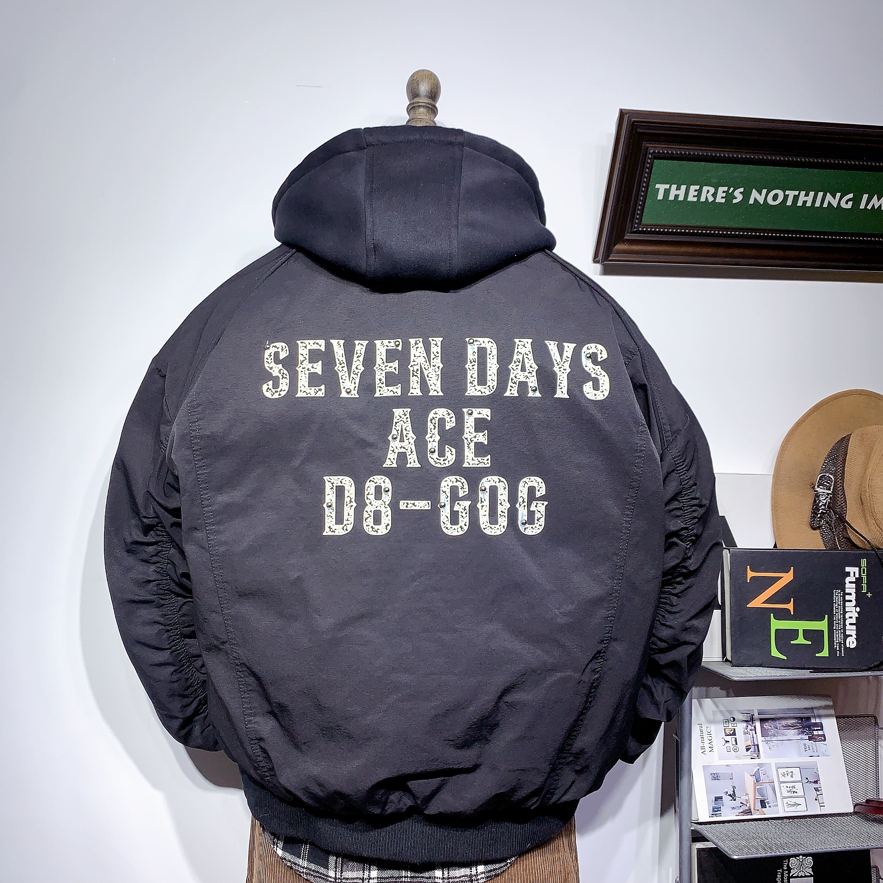 2025冬季假两件新款男士可拆卸连帽夹克加棉外套百搭休闲上衣潮牌