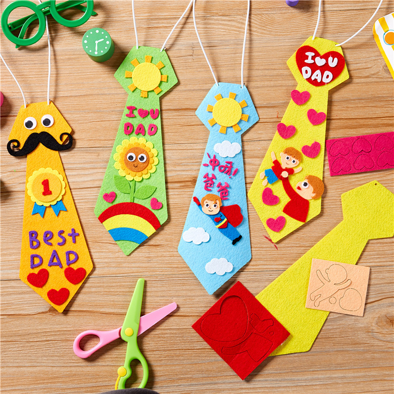 아버지의 날 선물 어린이 수제 DIY 재료 가방 아빠 부직포 넥타이 유치원 부모-자식 장난감