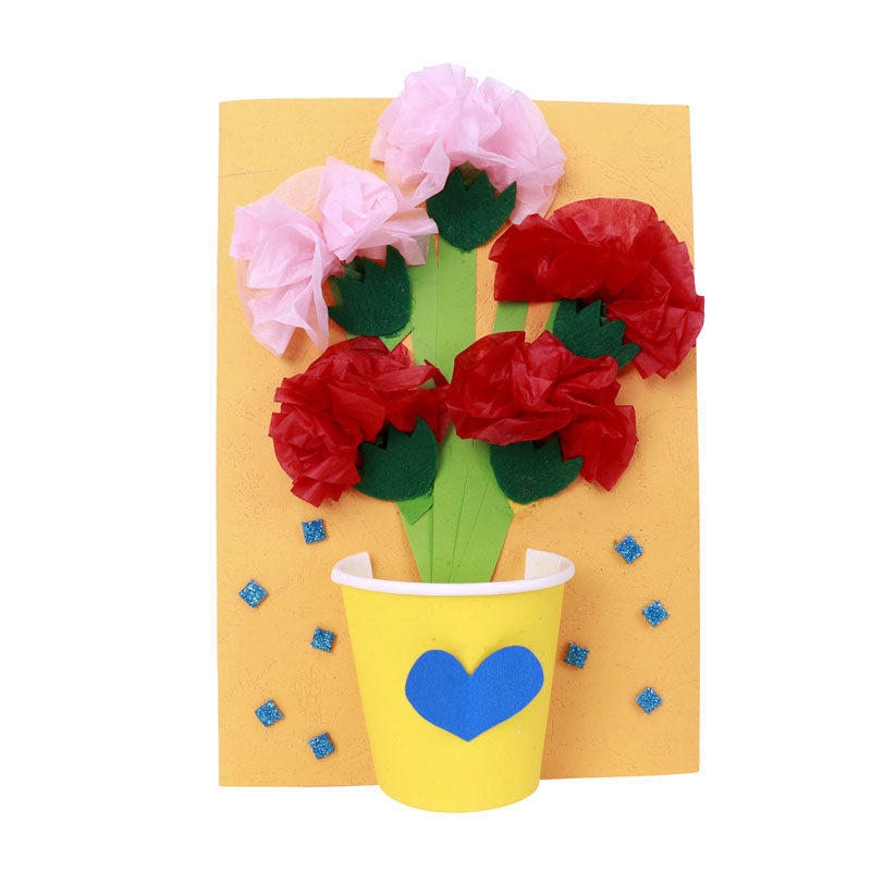 스승의 날 입체 화분 꽃다발 인사말 카드 선물 어린이 창조적 인 수제 DIY 유치원 재료 패키지