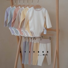 韩国进口PEEKABOO婴幼儿纯棉软糯打底爬服多色25新款春秋家居套装