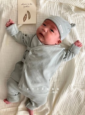 韩国进口PEEKABOO新生儿纯棉软糯婴幼儿秋冬家居月子服套装25新款