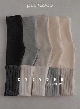peekaboo韩国儿童秋冬加厚弹力休闲打底裤