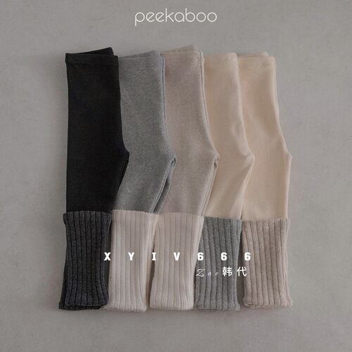 peekaboo韩国童装儿童春秋款高弹力百搭柔软堆堆打底裤