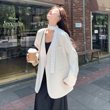 韩版时尚高级感新款2025修身显瘦气质优雅缎面西装上衣外套，女装西装，浙宝108