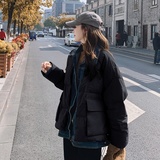 1667现货数据好主推黑色90绒牛仔拼接羽绒服，女装羽绒服，浙宝108