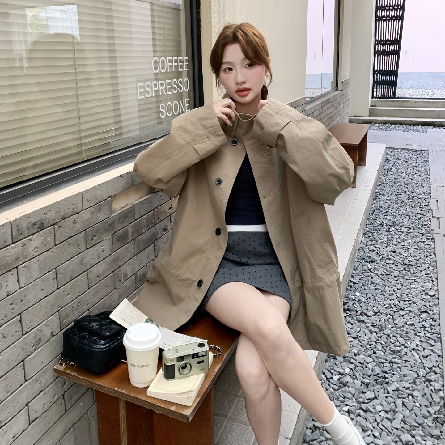 爆款美式复古风衣外套女春秋2025新款巨好看工装大衣流行超火减龄,女装风衣,浙宝108