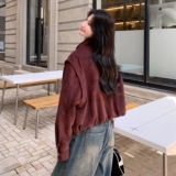 休闲风立领秋季薄款短款短外套大衣秋冬宽松秋装针织春秋小个子，女装短外套，浙宝108