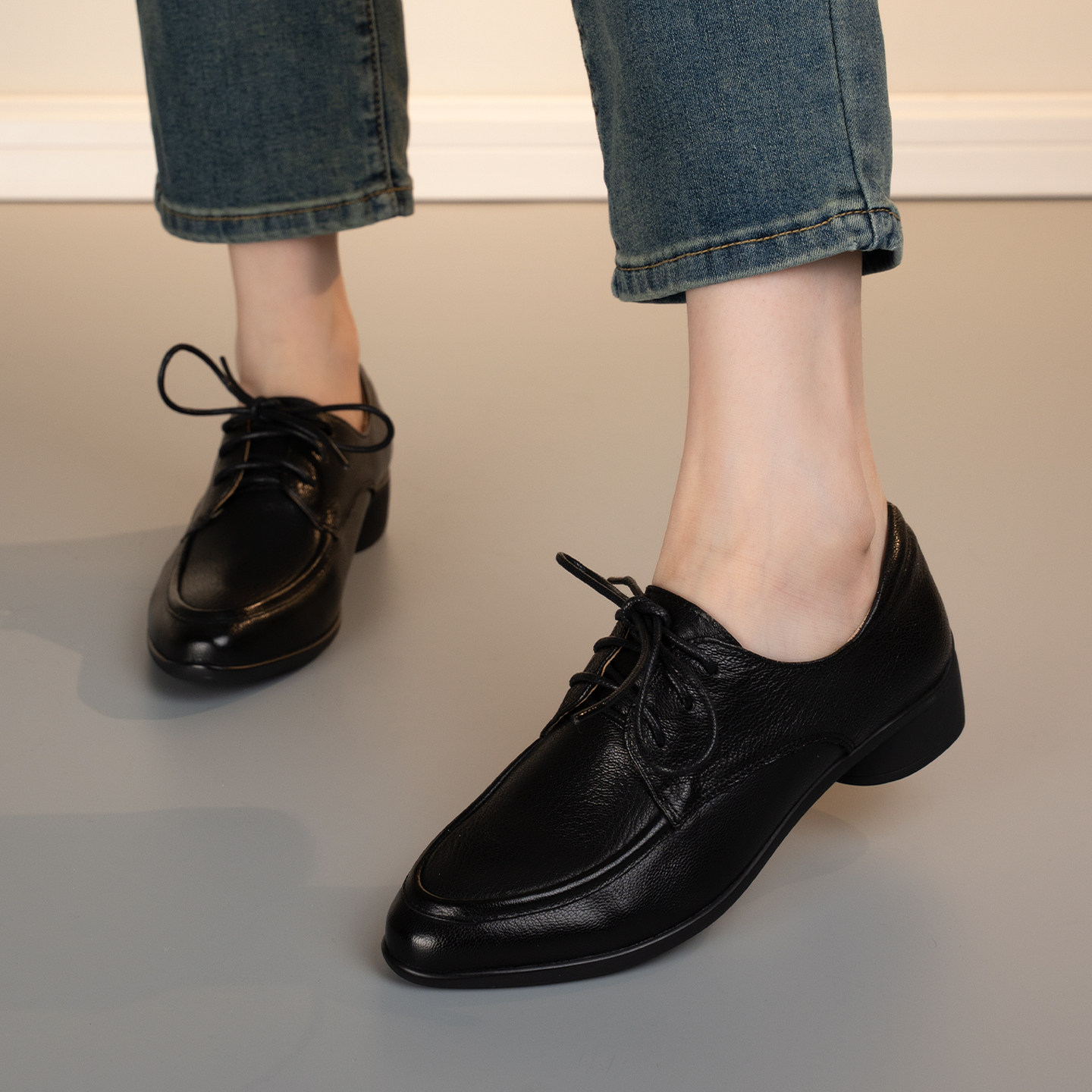 头层羊皮深口单鞋英伦时尚复古风百搭潮流通勤鞋圆头简约胶粘鞋,女鞋,深口单鞋,淘宝优惠券,粉丝福利购,淘宝优惠卷