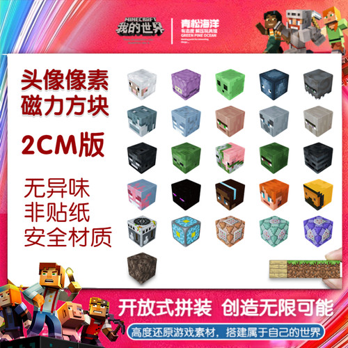 我的世界散件磁力积木2CM大方块