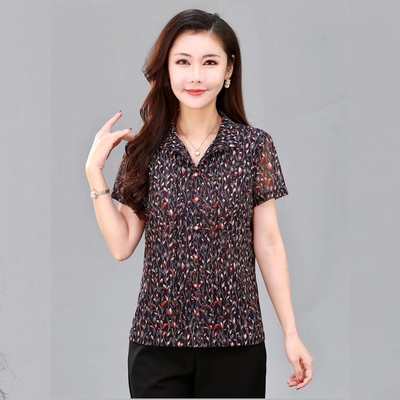 雪琳儿短袖台湾纱妈妈装上衣T恤