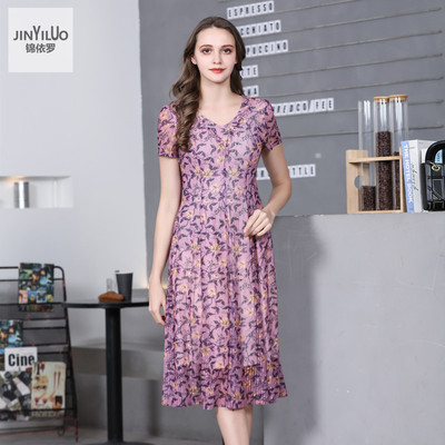 锦依罗台湾纱薄款碎花连衣裙夏季