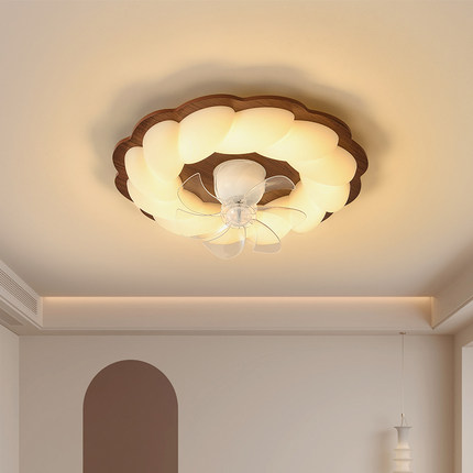 儿童卧室风扇灯2025新款led吸顶灯现代简约奶油风泡泡房间电扇灯