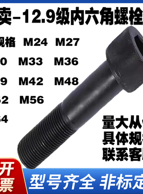 12.9级内六角螺丝M56m52M48M42M39M36M30-M24全牙.半牙加长螺钉栓