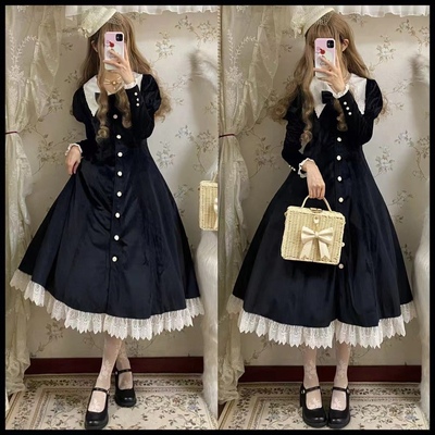 显瘦修身优雅八片裁洛丽塔现货