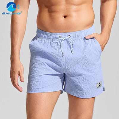 盖浪运动休闲短裤速干泡泡纱质感条纹三分裤子短款沙滩裤男度假潮