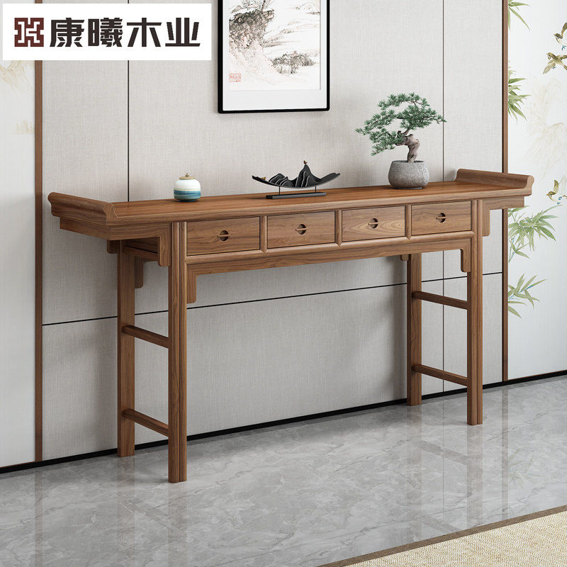新中式玄关桌老榆木条案入户进门简约供桌佛桌玄关供台实木玄关柜