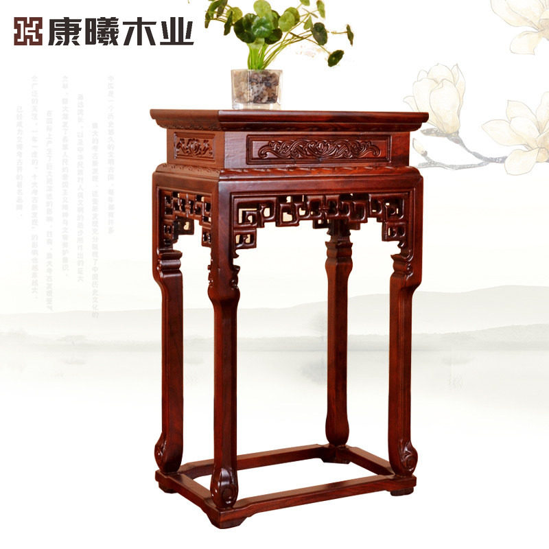 榆木仿古长方形餐边桌鱼缸电话几图片
