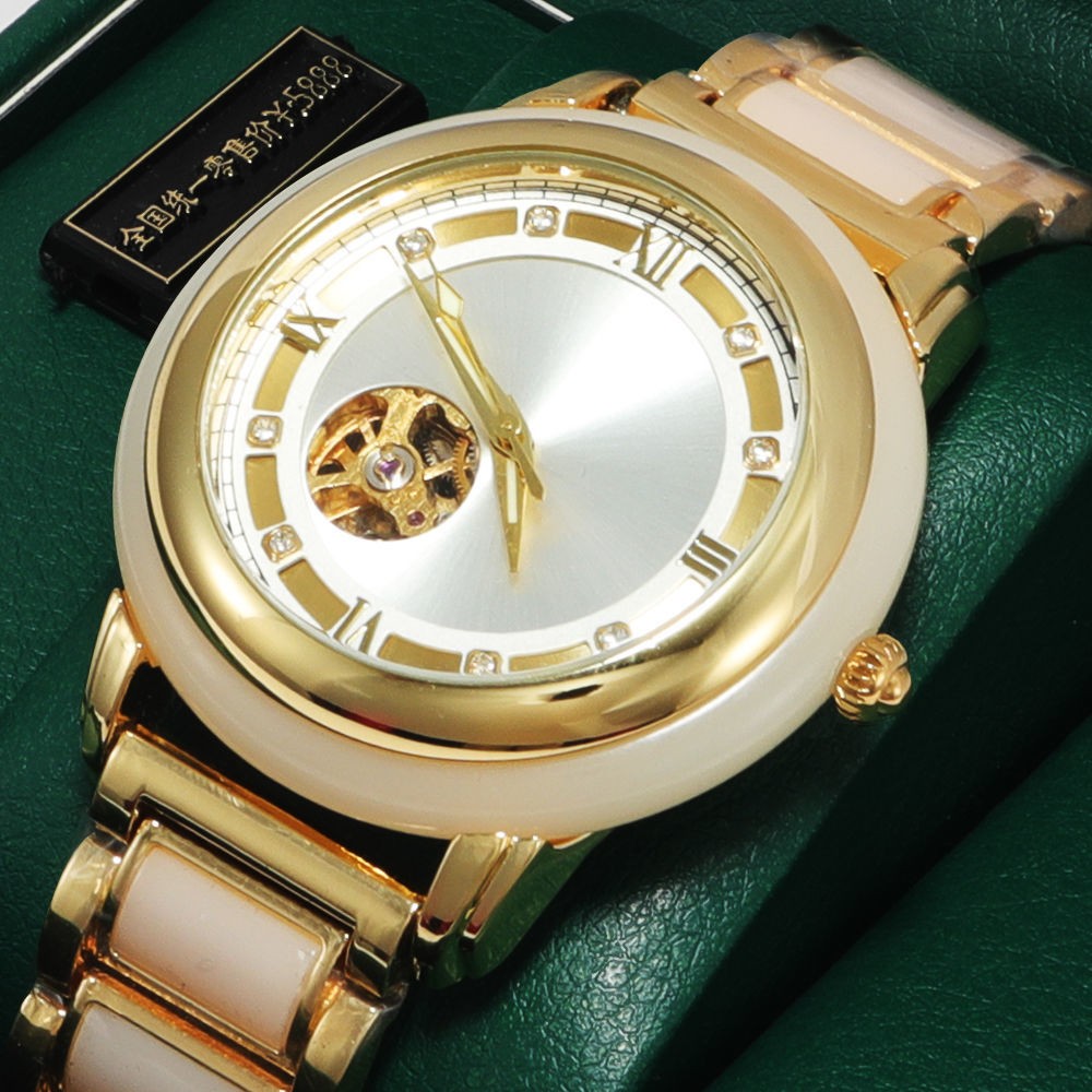 和田玉石全自动机械表男士防水夜光毛主纪念款复古商务翡翠手表