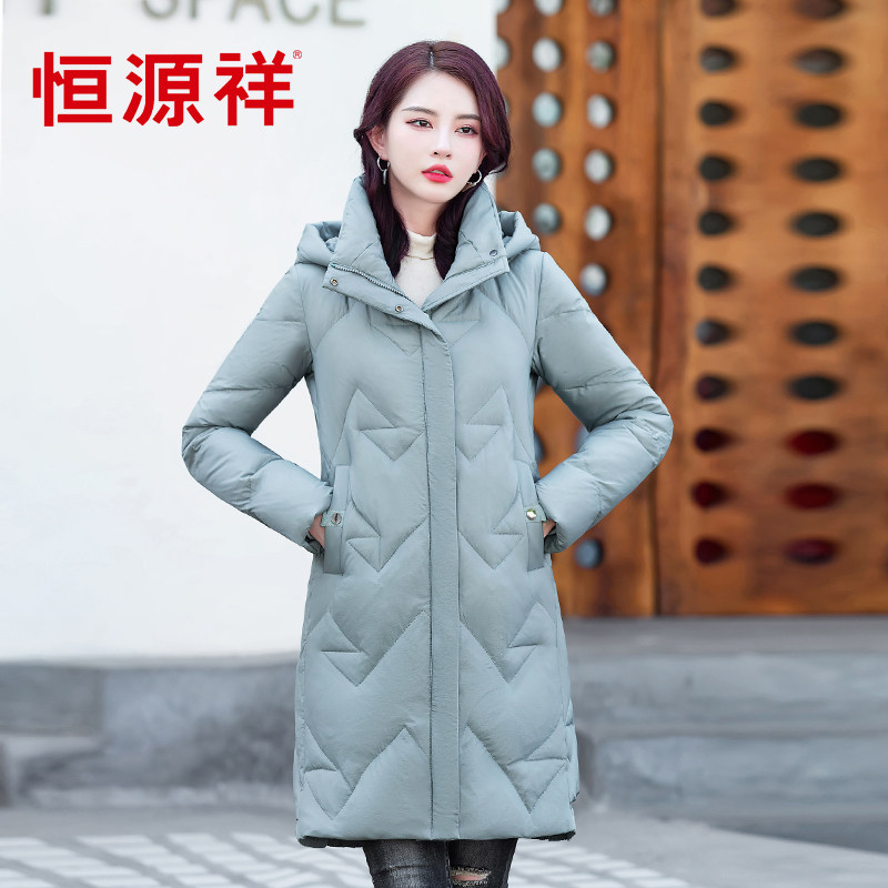 恒源祥中老年中长款羽绒服女