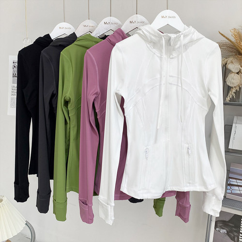 L~L~mon同款defind女士连帽修身瑜伽服户外健身运动磨毛夹克外套