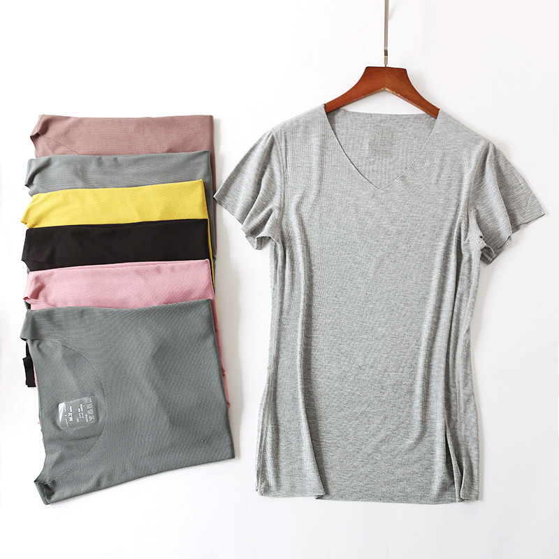 2019 summer Thin section seamless Mosaic Facial mask Large Self cultivation Short sleeved Solid Versatile jacketin the Women's clothing/Boutique , T-shirt  category - from Buy2taobao.com to provide professional Taobao agent buy service