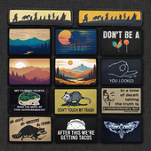 户外风景系列英文印刷臂章精美魔术贴战术士气章徽章背包贴