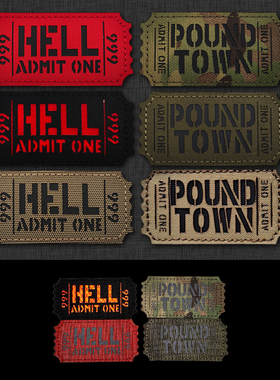 HELL ADMIT ONE地狱票据反光臂章魔术贴士气章补丁背包贴徽章