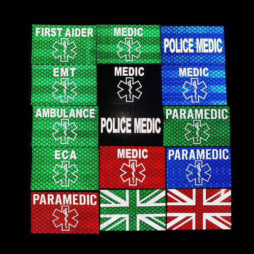 反光IR面料激光切割英国旗帜 PARAMEDIC救援臂章魔术贴士气章徽章