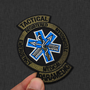 PARAMEDIC战术救援医疗章刺绣军迷风格臂章魔术贴士气章背包贴