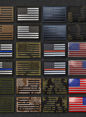 反光IR面料美国USA夜间识别章激光切割臂章魔术贴背包贴士气章