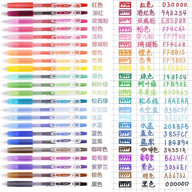 日本pilot百乐中性笔Juice果汁笔0.5mm彩色按动水笔手帐用10EF