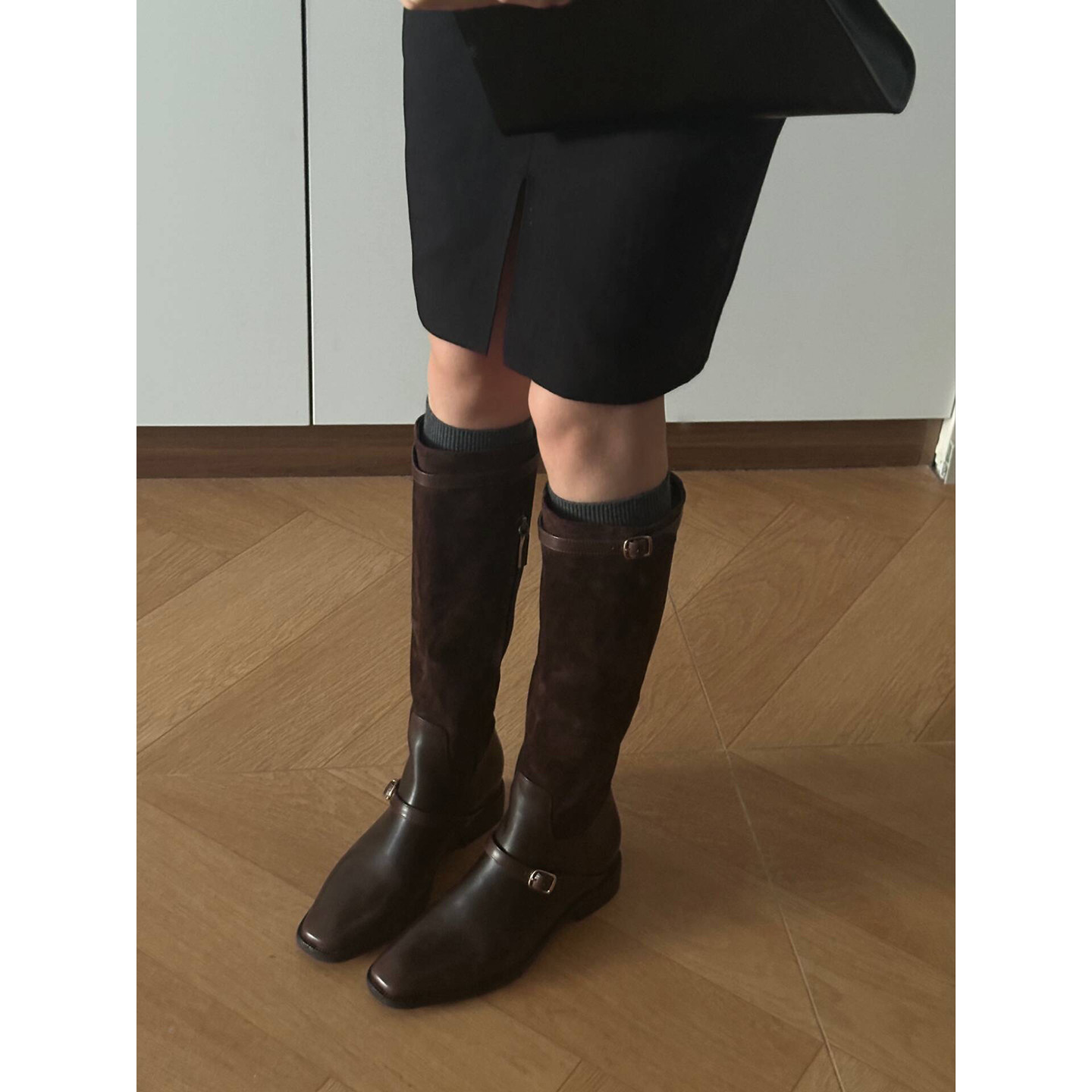 老刘低调做鞋 秋冬新款内增高中粗跟复古长筒靴女全真皮骑士靴子,女鞋,骑士靴,淘宝优惠券,粉丝福利购,淘宝优惠卷