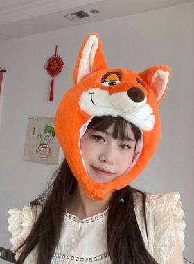 狐狸头套帽子拍照表演道具可爱