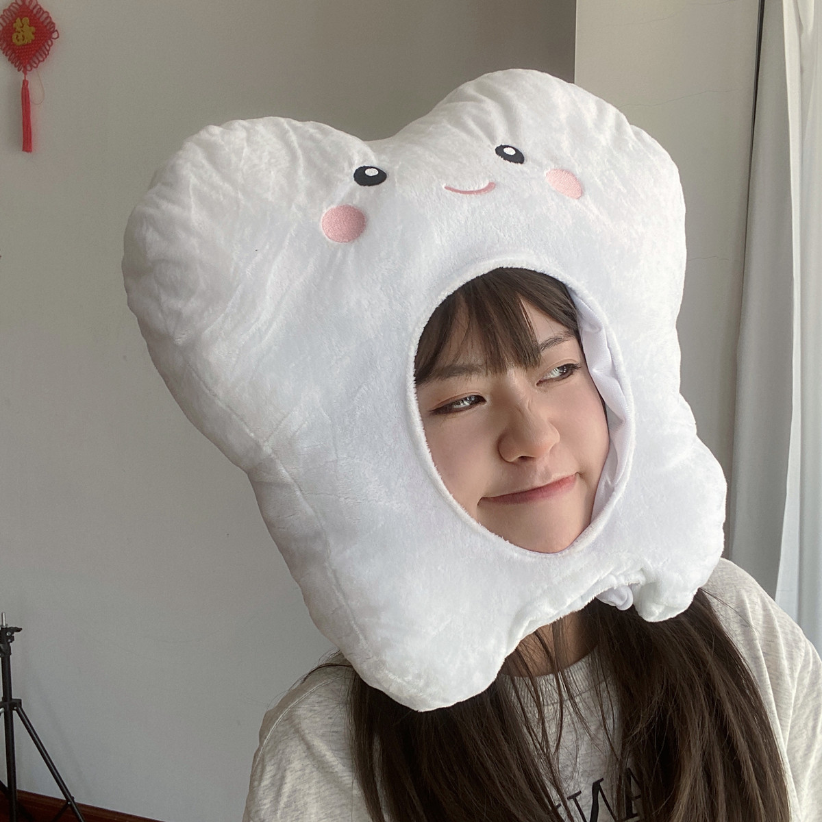 一颗大白牙齿 可爱搞怪卡通牙齿头套帽子爱护牙齿宣传表演拍照