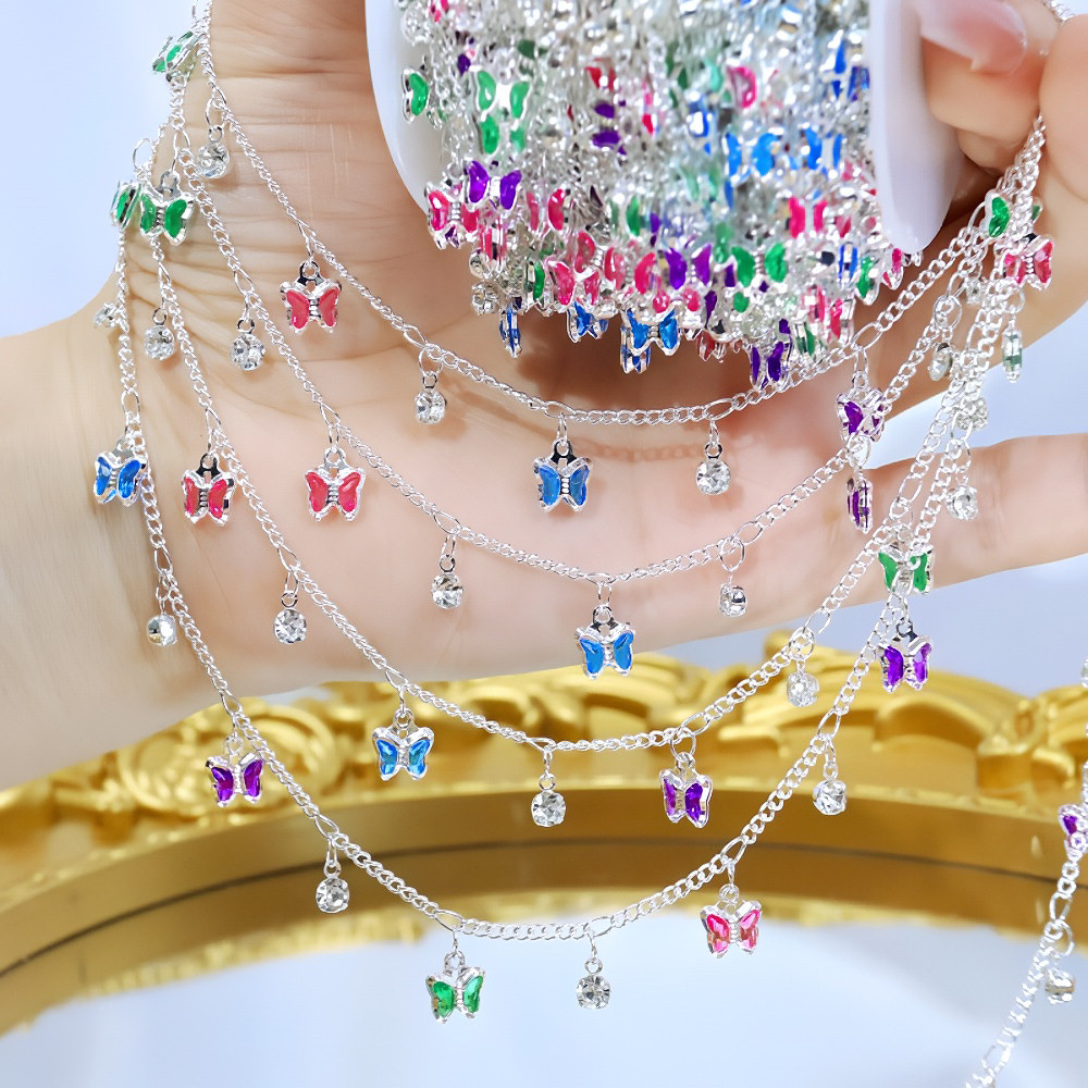 DIY链子彩蝶高保色手工流苏链