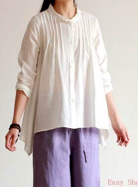Womens Cotton Linen Shirts Zen Clothes Chinese女薄纯苎麻上衣