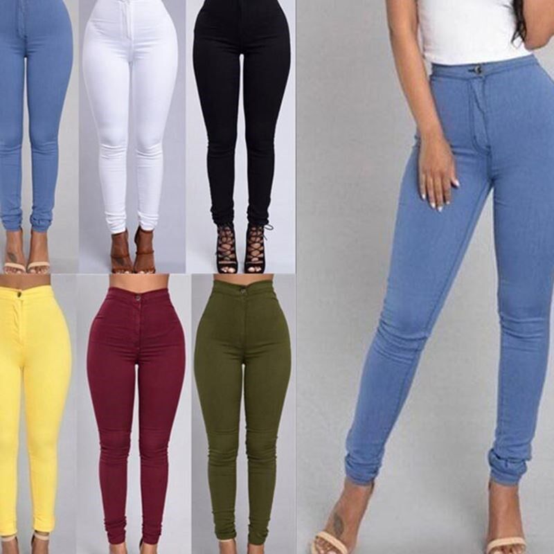 Thin section high waist stretch pencil pants skinny jeans