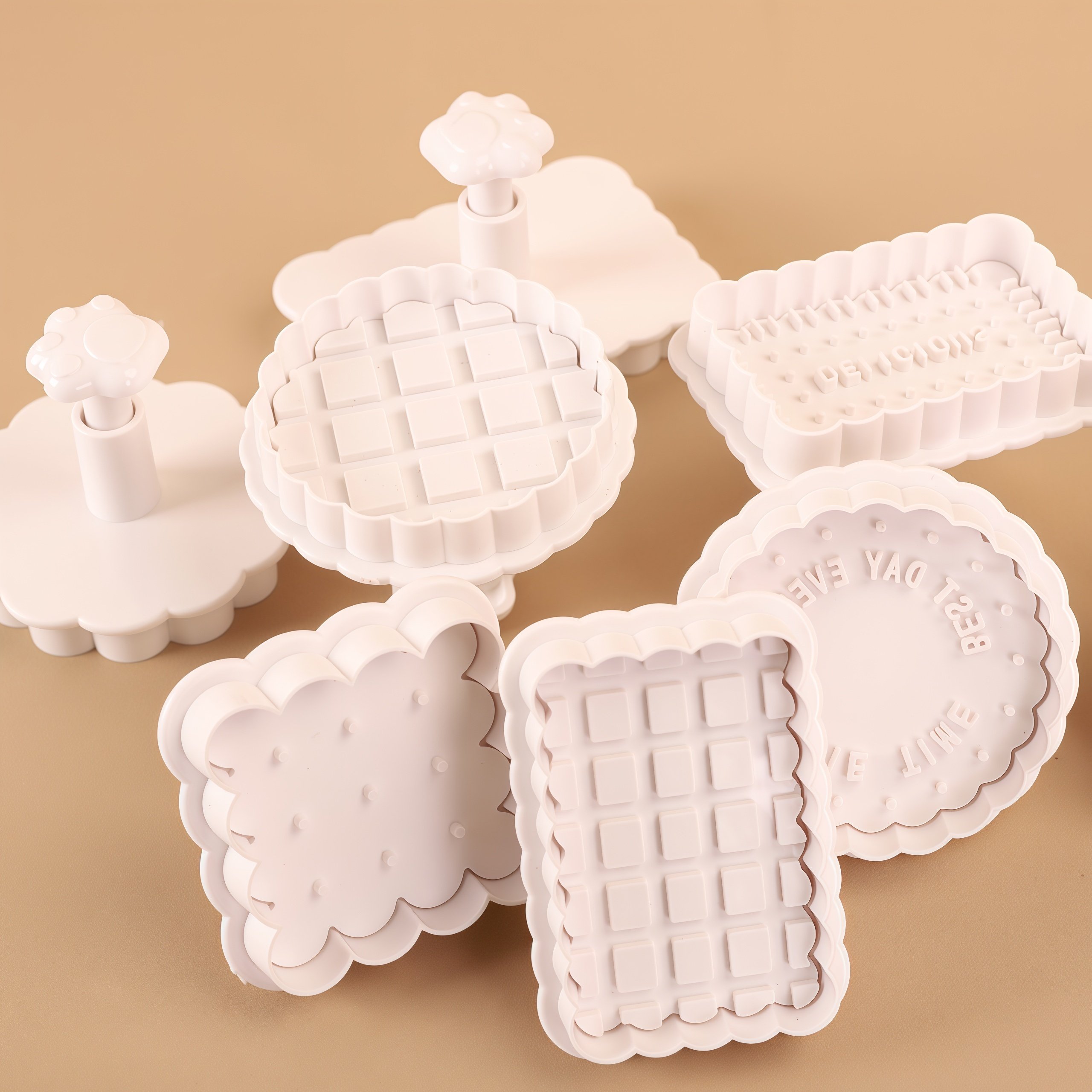 日式花边夹心饼干弹簧手压模具DIY亲子烘焙黄油饼干面点印花切模