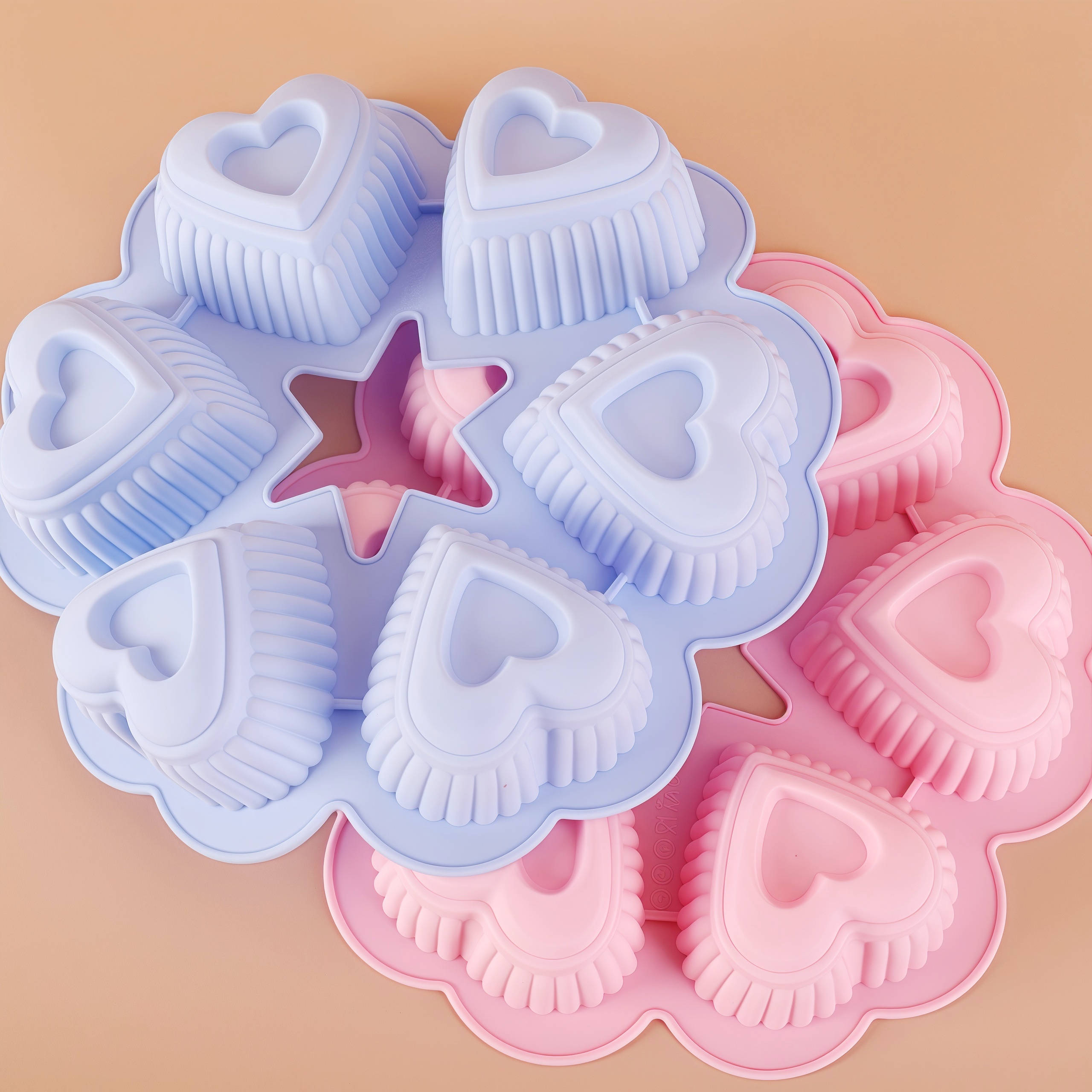 大号6连爱心蒸糕米糕布丁果冻模