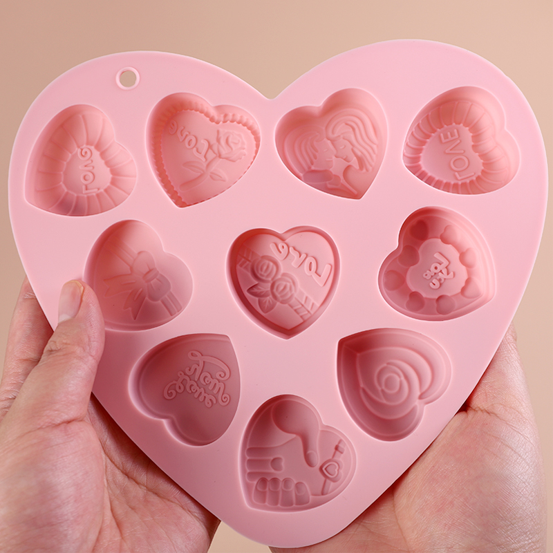 小爱心硅胶模具 18连立体心形翻糖巧克力蛋糕装饰 甜品台摆件订婚