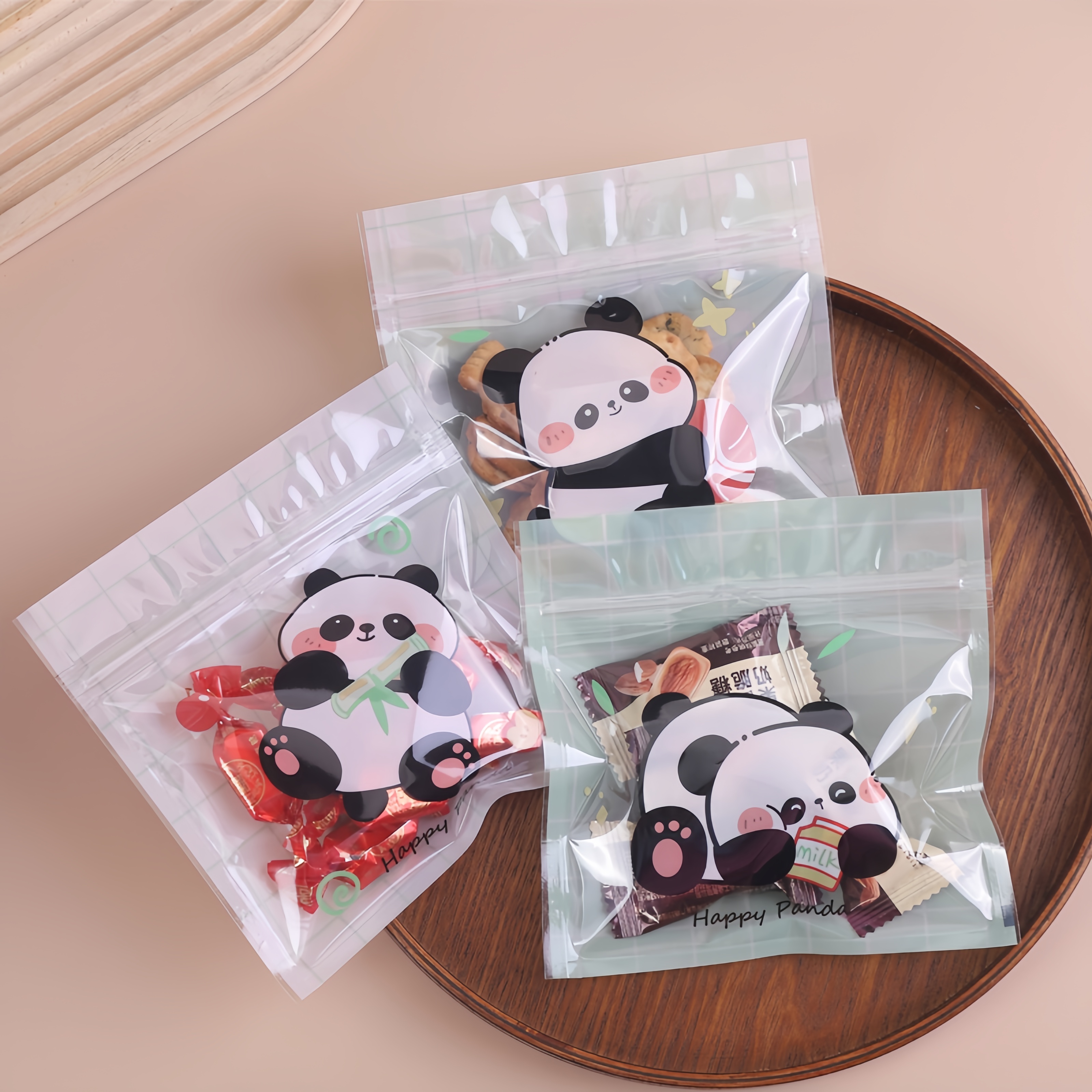 可爱卡通熊猫panda手压密封包装袋手工烘焙曲奇饼干零食糖果礼物