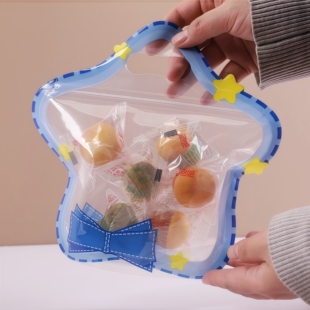 大号小清新星星蝴蝶结透明零食糖果巧克力曲奇饼干按压拉链密封袋