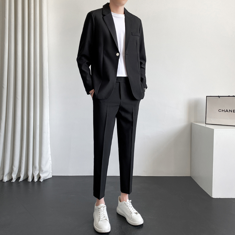 休闲西装男士套装外套男高级感韩版痞帅春秋季轻熟风小西服套装男