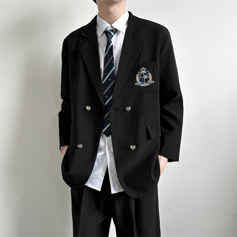 日系学院风dk制服西装外套男秋季潮牌青少年宽松休闲大码西服夹克