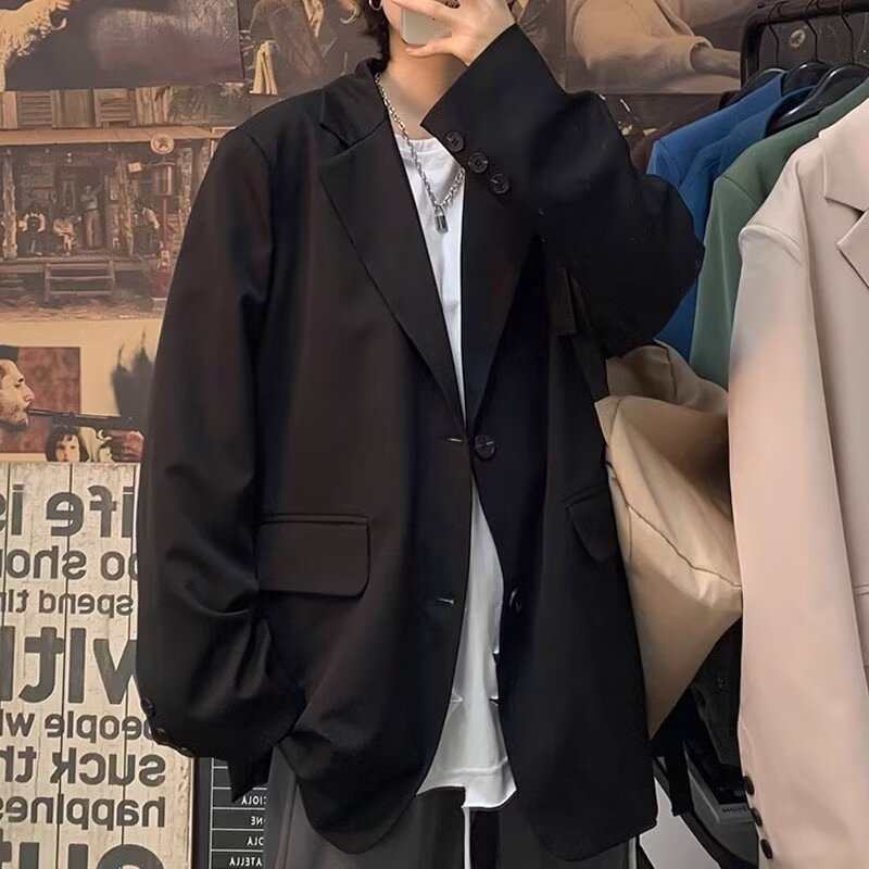 西装外套男加大码秋季韩版潮流宽松休闲西服痞帅高级感痞帅西装潮