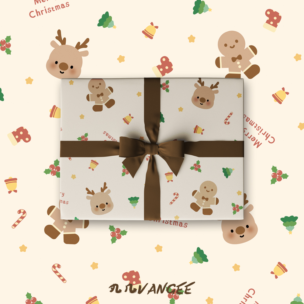 圣诞节麋鹿姜饼人平安夜包装纸